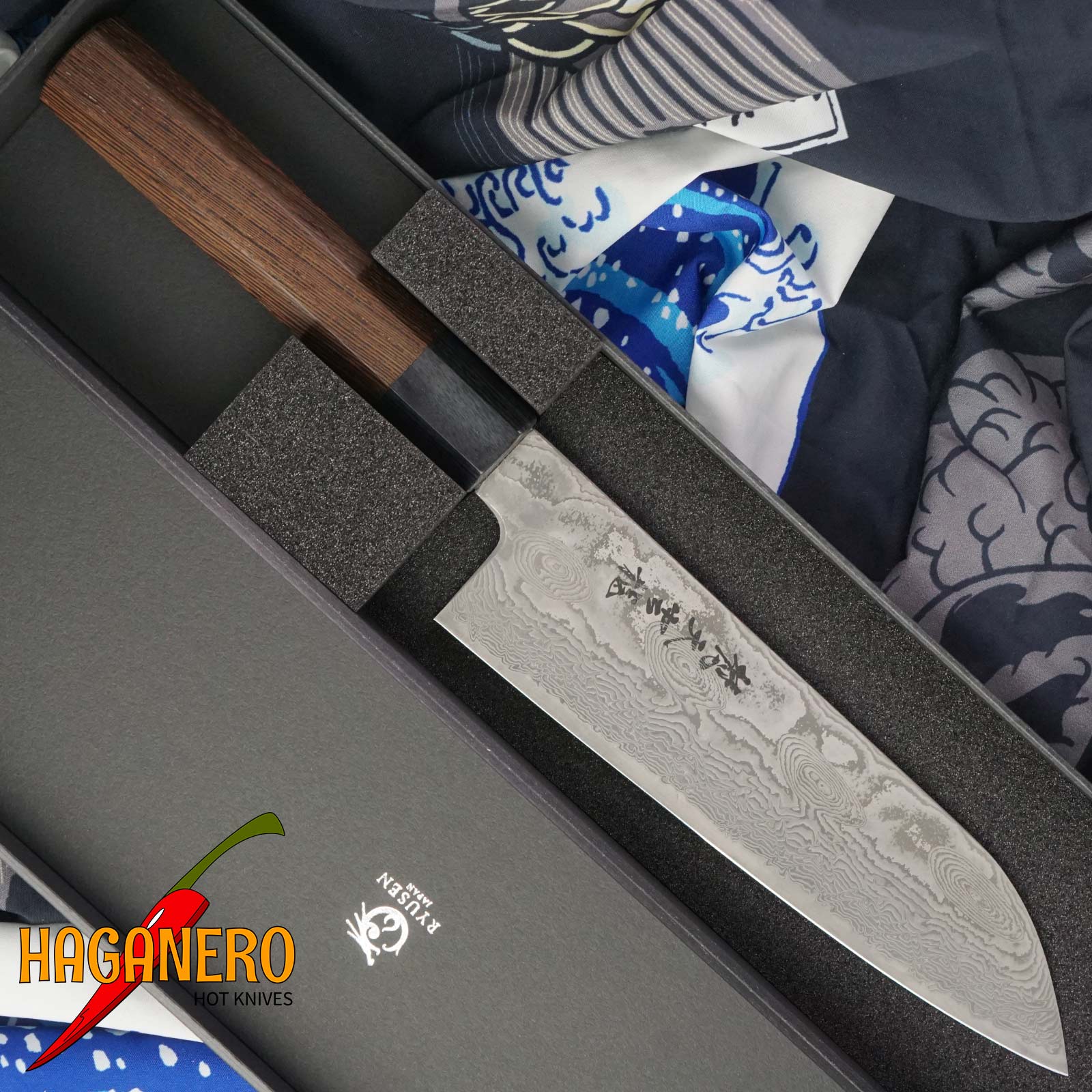Santoku Japanese kitchen knife Ryusen Hamono Bonten Unryu BU307 17.5cm