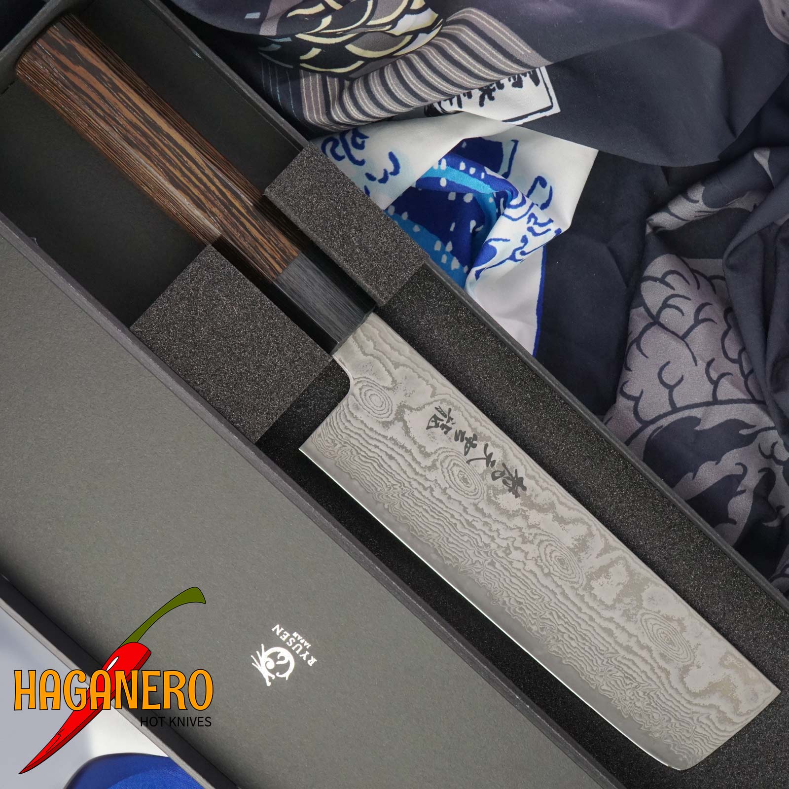 Nakiri Japanese kitchen knife Ryusen Hamono Bonten Unryu BU-308 16.5cm