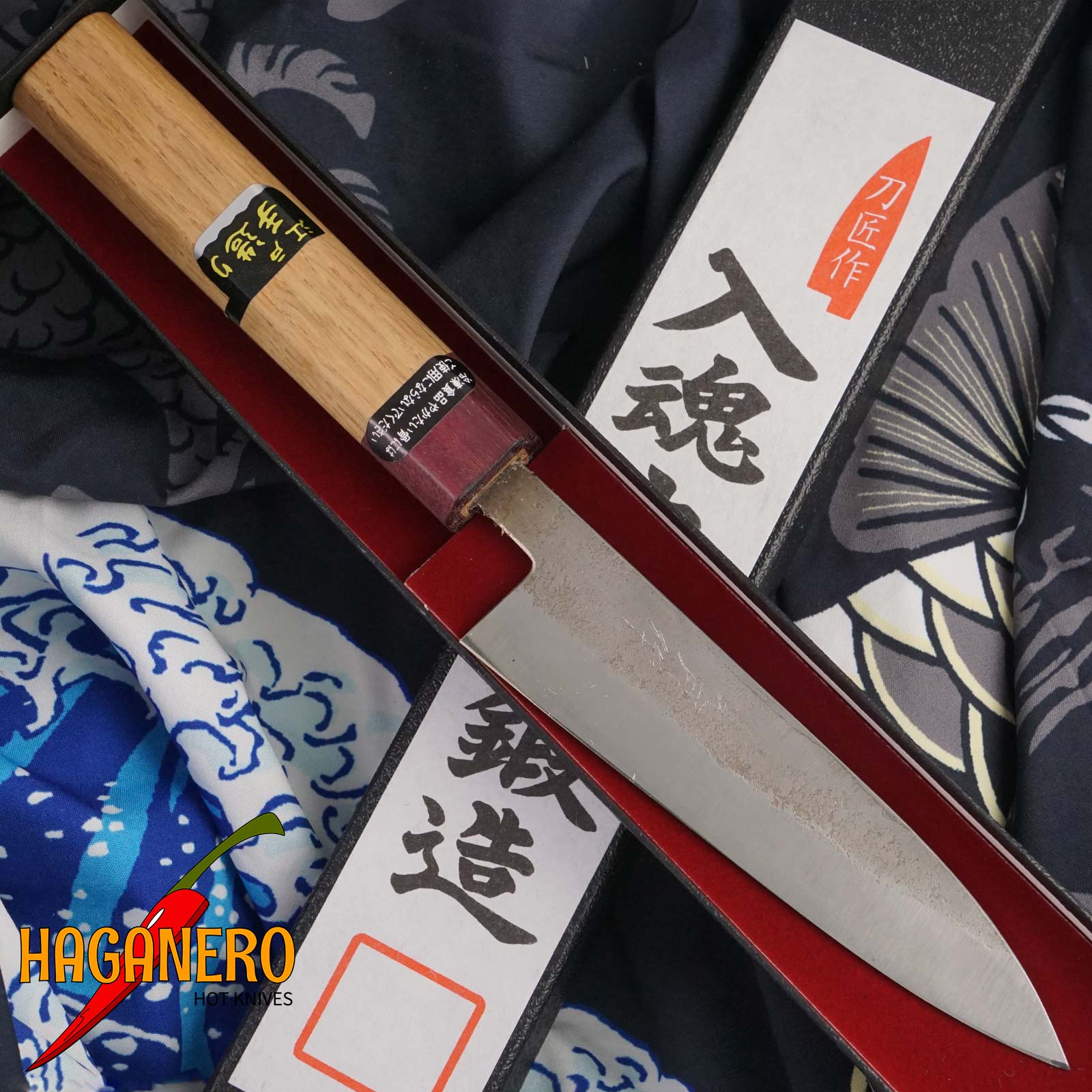 Petty Japanese kitchen knife Goko Hamono Shirogami S/S Clad GHO-001 12cm