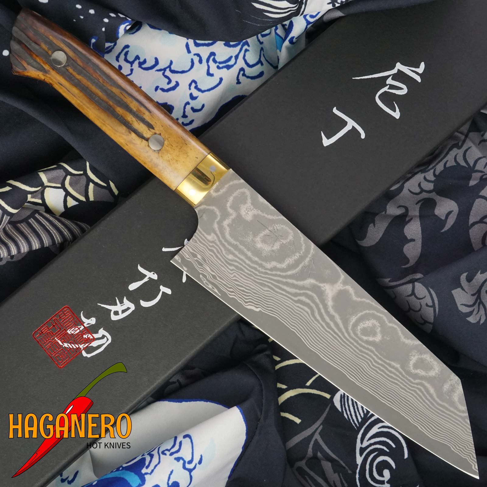 Japanese kitchen knife Takeshi Saji Bunka VG10, bull bone HA4606 17cm