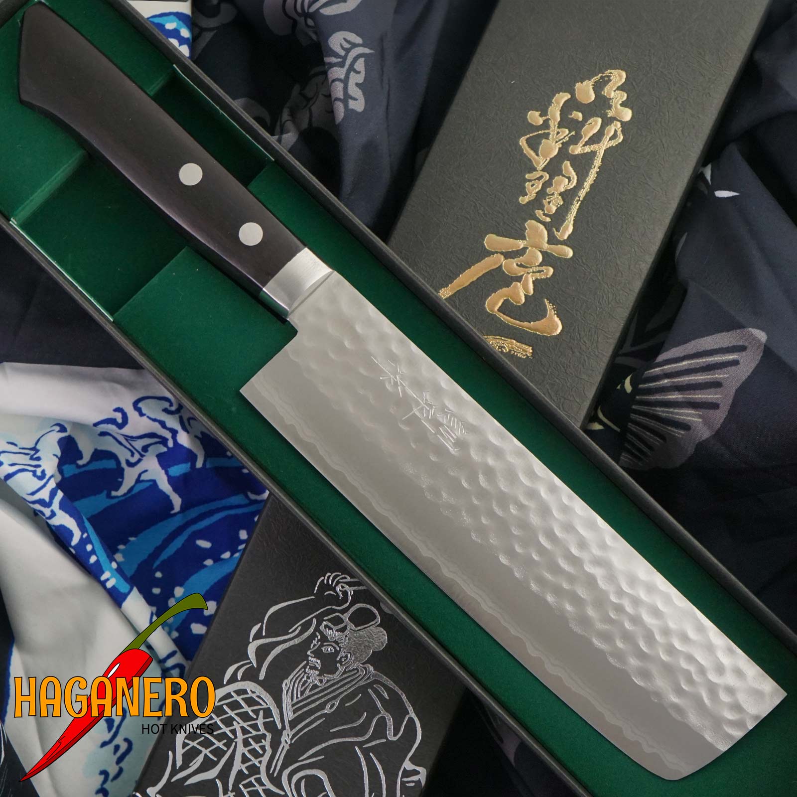 Nakiri Japanese kitchen knife Kunio Masutani VG-10 Damascus M-3223 17cm