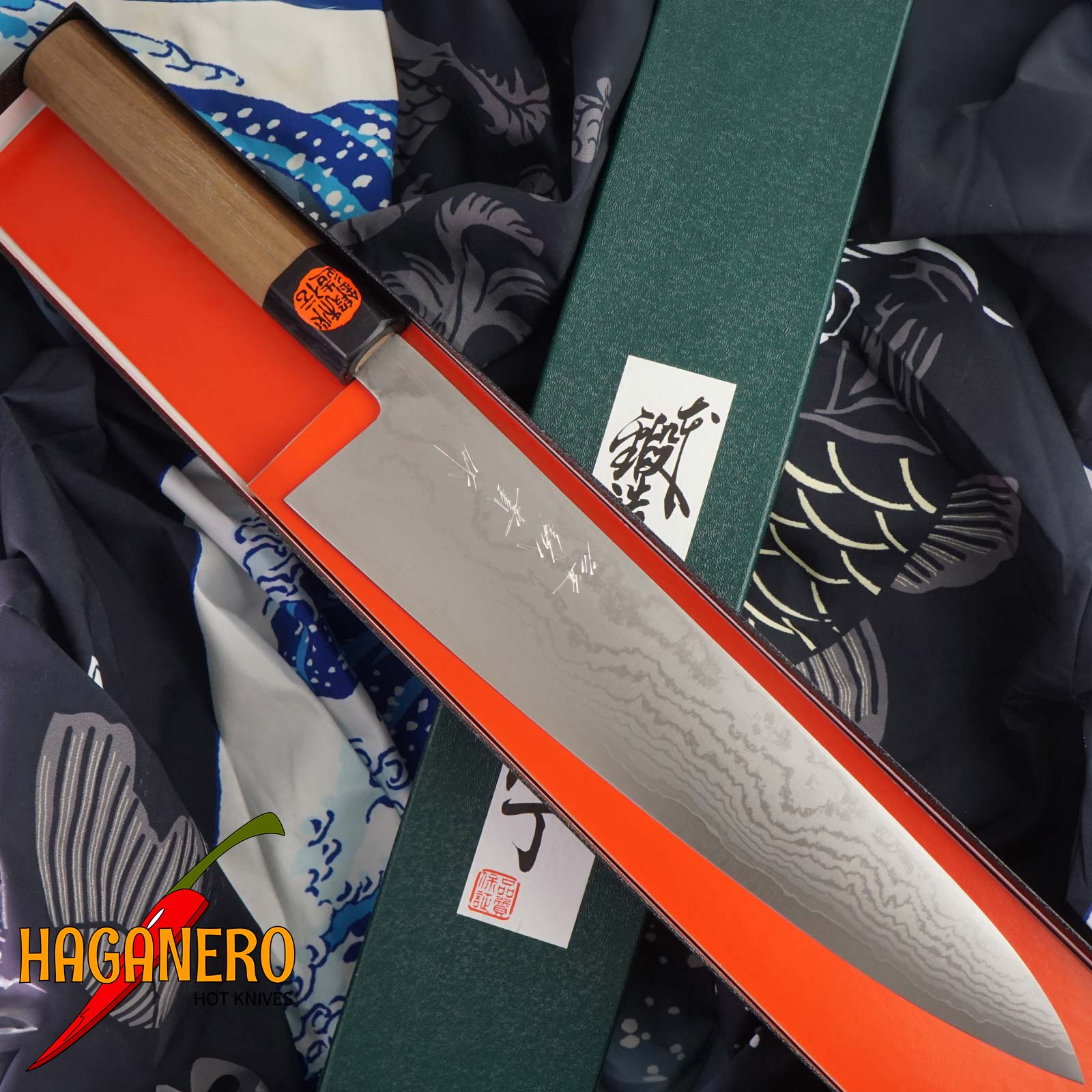 Gyuto Japanese kitchen knife Shigeki Tanaka VG10 Damascus ST-1411 27cm