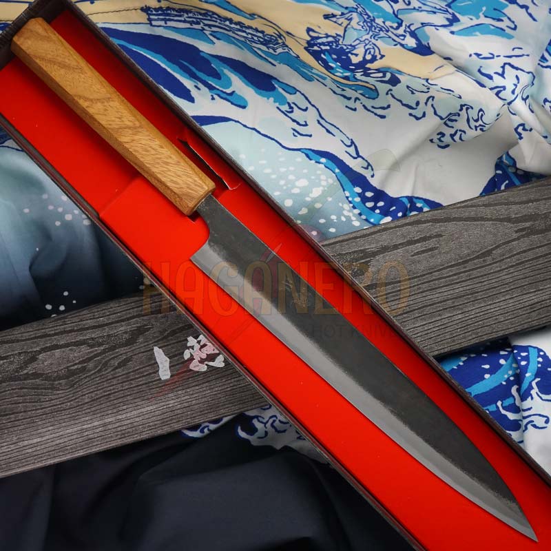 Sujihiki Japanese kitchen knife Ittetsu Shirogami Iron Clad IW-11812Z 24cm